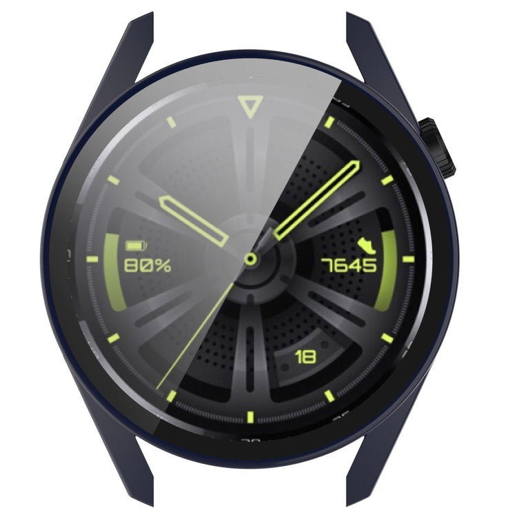 Fed Huawei Watch GT 3 (46mm) Cover med Skærmbeskytter i Silikone og Hærdet Glas - Blå#serie_2