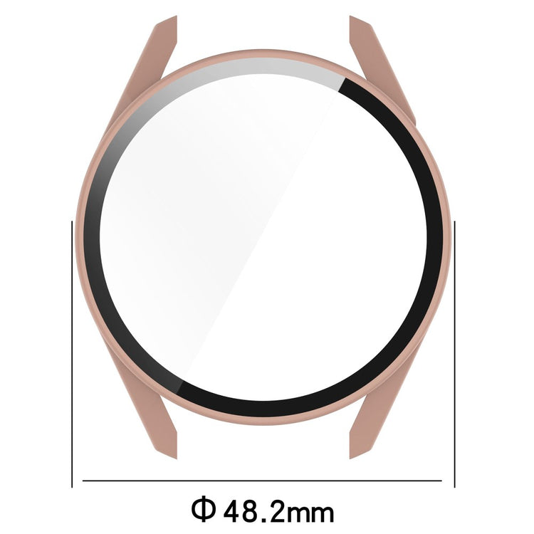 Fed Huawei Watch GT 3 (46mm) Cover med Skærmbeskytter i Silikone og Hærdet Glas - Blå#serie_2
