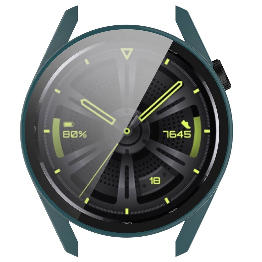 Fed Huawei Watch GT 3 (46mm) Cover med Skærmbeskytter i Silikone og Hærdet Glas - Grøn#serie_3