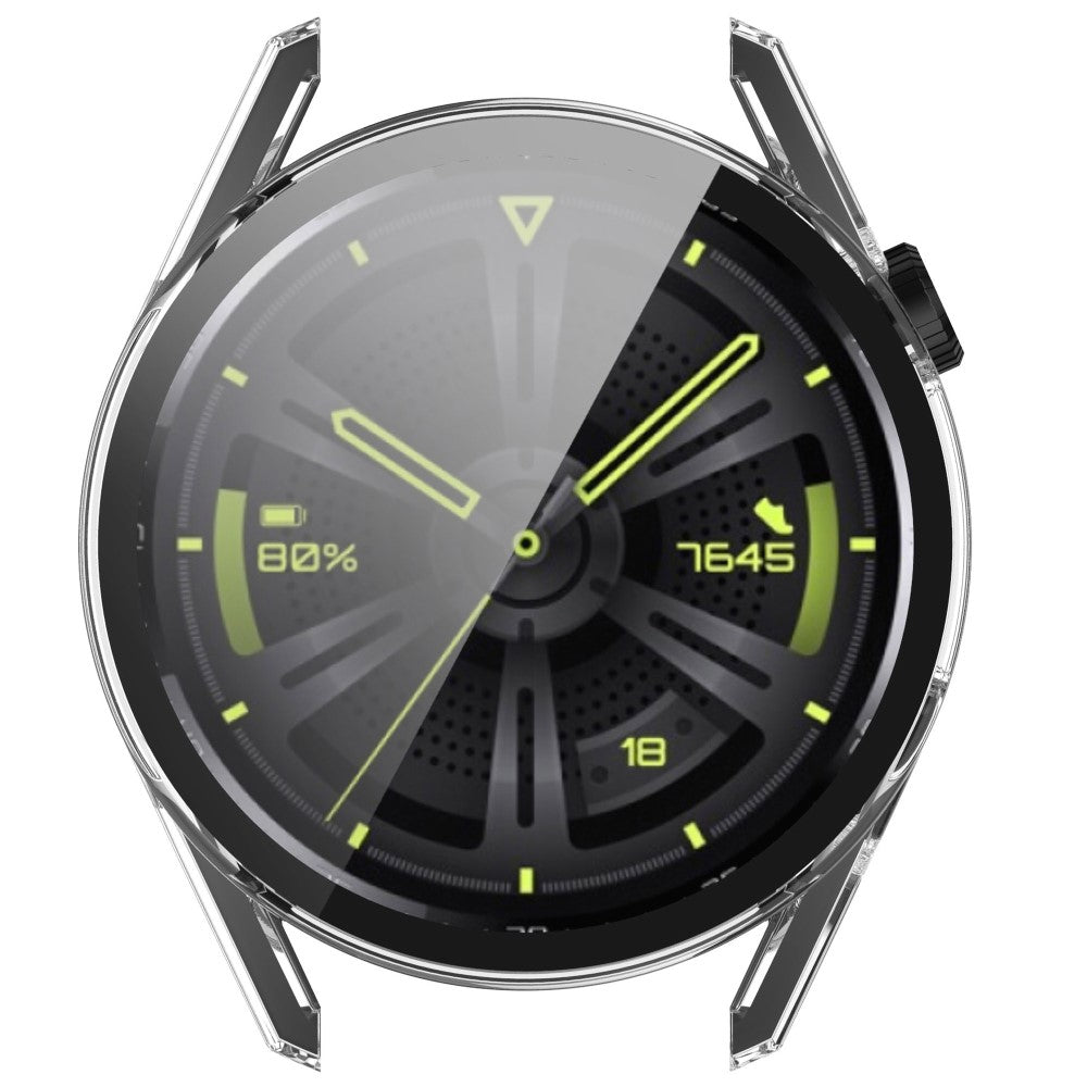 Fed Huawei Watch GT 3 (46mm) Cover med Skærmbeskytter i Silikone og Hærdet Glas - Gennemsigtig#serie_4