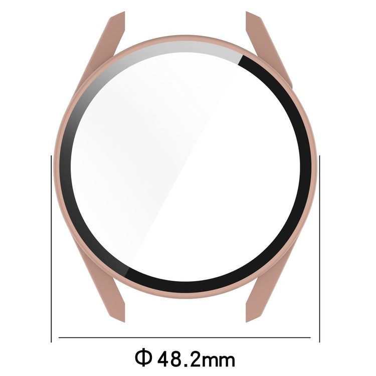 Fed Huawei Watch GT 3 (46mm) Cover med Skærmbeskytter i Silikone og Hærdet Glas - Gennemsigtig#serie_4
