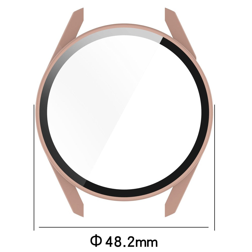 Fed Huawei Watch GT 3 (46mm) Cover med Skærmbeskytter i Silikone og Hærdet Glas - Beige#serie_5