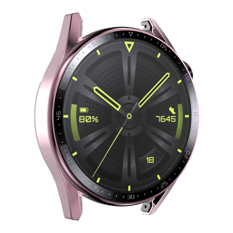 Mega Flot Huawei Watch GT 3 (46mm) Cover med Skærmbeskytter i Plastik og Hærdet Glas - Pink#serie_2
