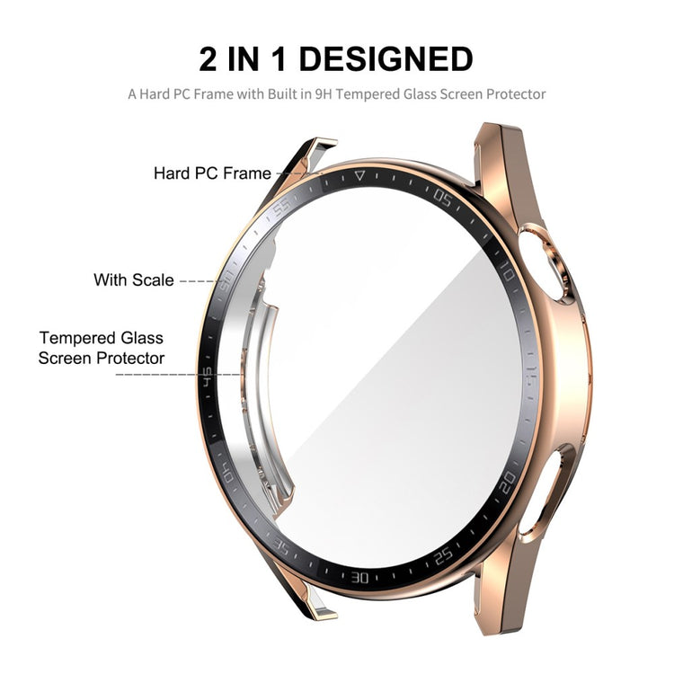 Mega Flot Huawei Watch GT 3 (46mm) Cover med Skærmbeskytter i Plastik og Hærdet Glas - Pink#serie_2