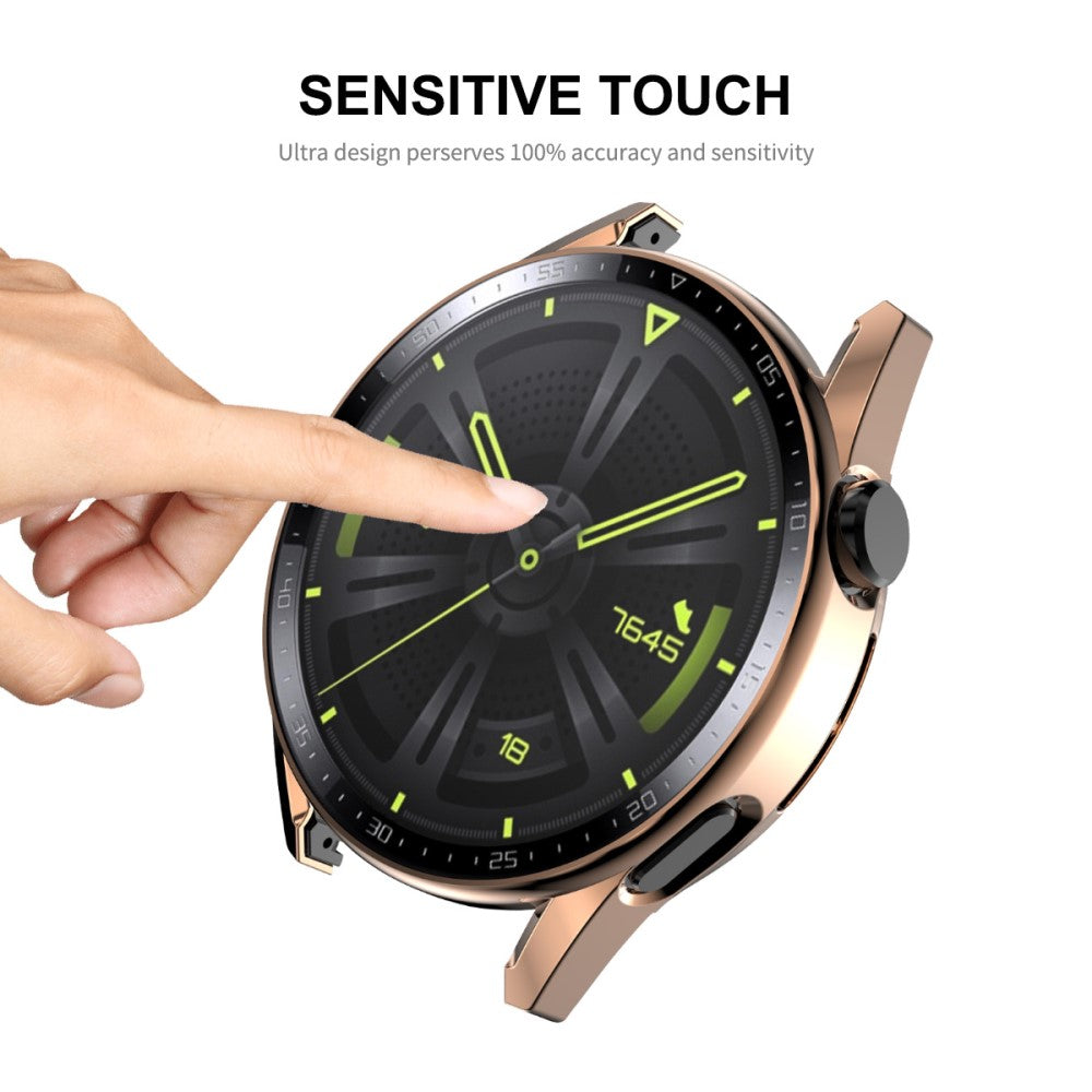 Mega Flot Huawei Watch GT 3 (46mm) Cover med Skærmbeskytter i Plastik og Hærdet Glas - Pink#serie_2
