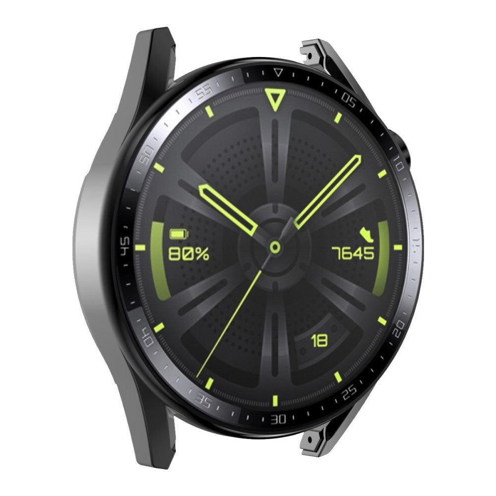 Mega Flot Huawei Watch GT 3 (46mm) Cover med Skærmbeskytter i Plastik og Hærdet Glas - Sort#serie_3