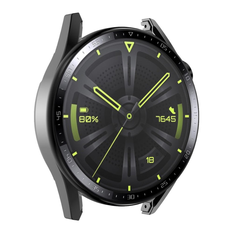 Mega Flot Huawei Watch GT 3 (46mm) Cover med Skærmbeskytter i Plastik og Hærdet Glas - Sort#serie_3