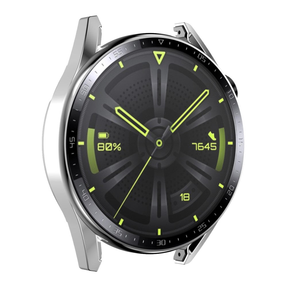 Mega Flot Huawei Watch GT 3 (46mm) Cover med Skærmbeskytter i Plastik og Hærdet Glas - Sølv#serie_5