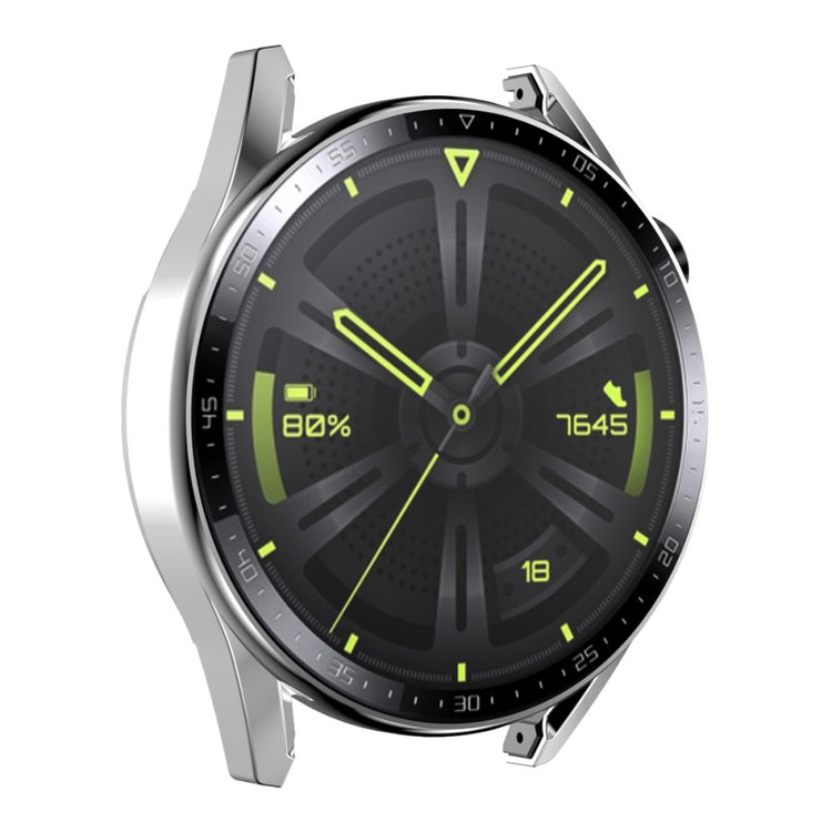 Mega Flot Huawei Watch GT 3 (46mm) Cover med Skærmbeskytter i Plastik og Hærdet Glas - Sølv#serie_5