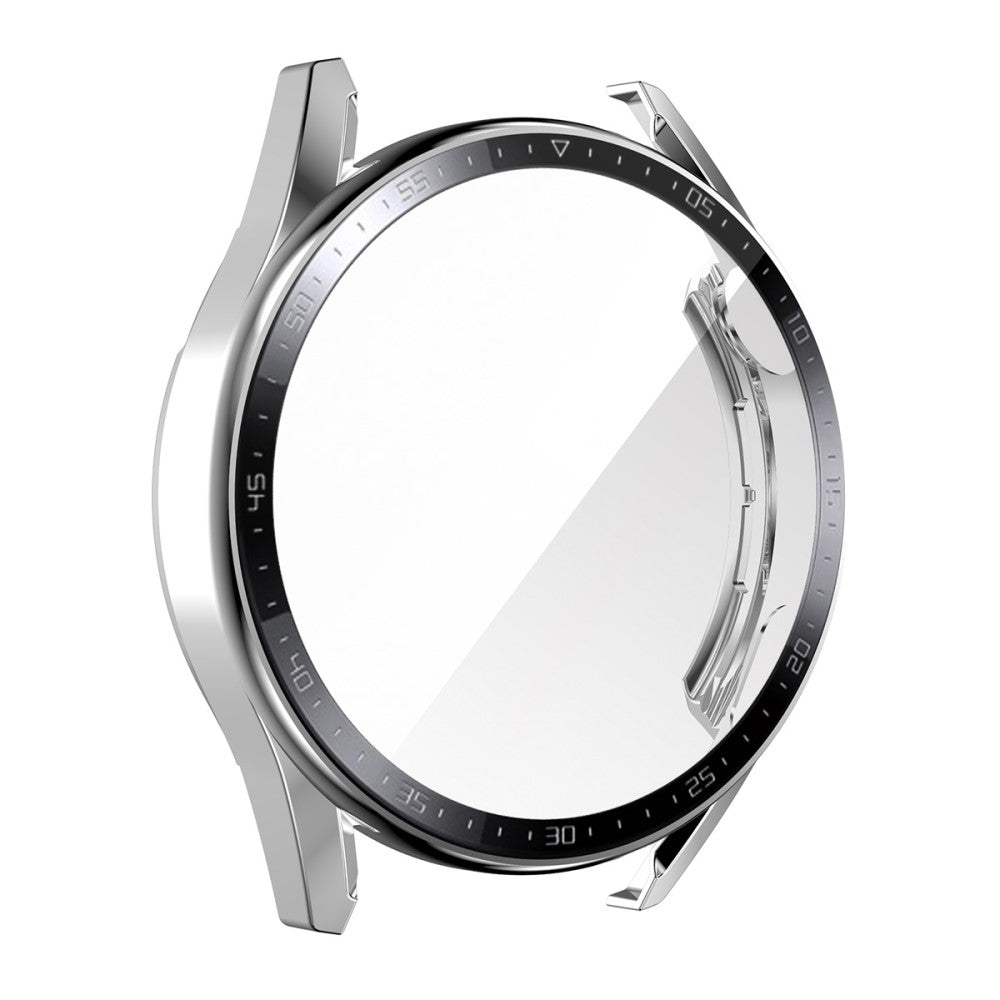 Mega Flot Huawei Watch GT 3 (46mm) Cover med Skærmbeskytter i Plastik og Hærdet Glas - Sølv#serie_5