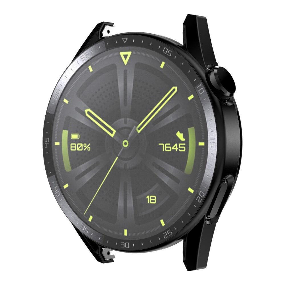 Super Flot Huawei Watch GT 3 (46mm) Cover med Skærmbeskytter i Plastik og Hærdet Glas - Sort#serie_1