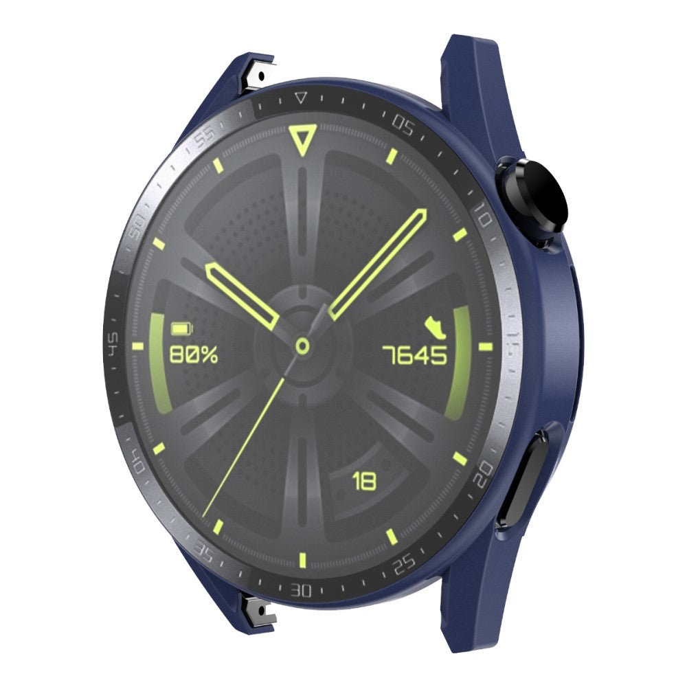 Super Flot Huawei Watch GT 3 (46mm) Cover med Skærmbeskytter i Plastik og Hærdet Glas - Blå#serie_3