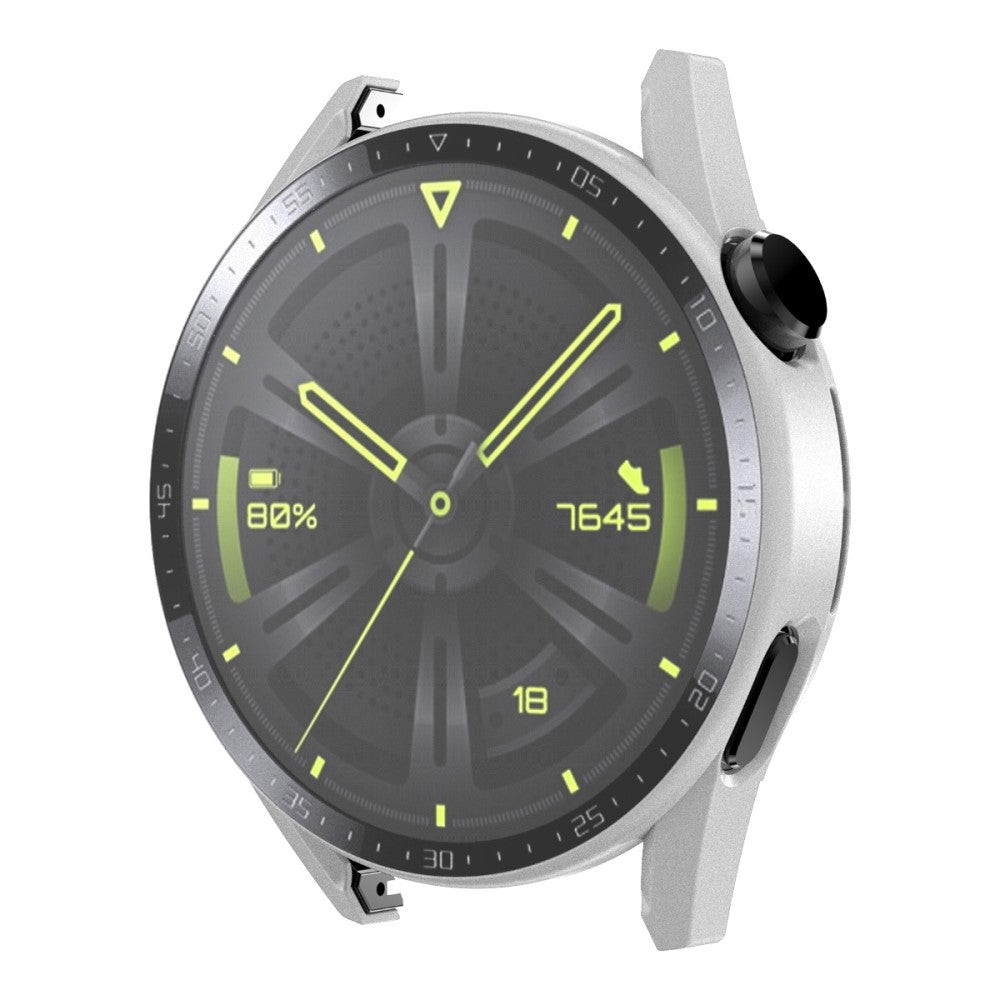 Super Flot Huawei Watch GT 3 (46mm) Cover med Skærmbeskytter i Plastik og Hærdet Glas - Sølv#serie_5