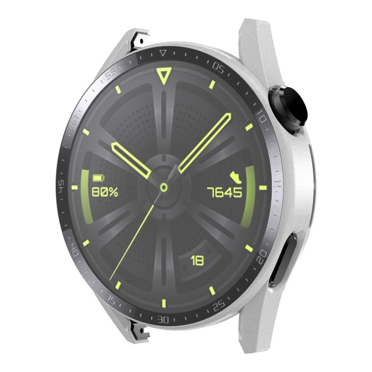 Super Flot Huawei Watch GT 3 (46mm) Cover med Skærmbeskytter i Plastik og Hærdet Glas - Sølv#serie_5