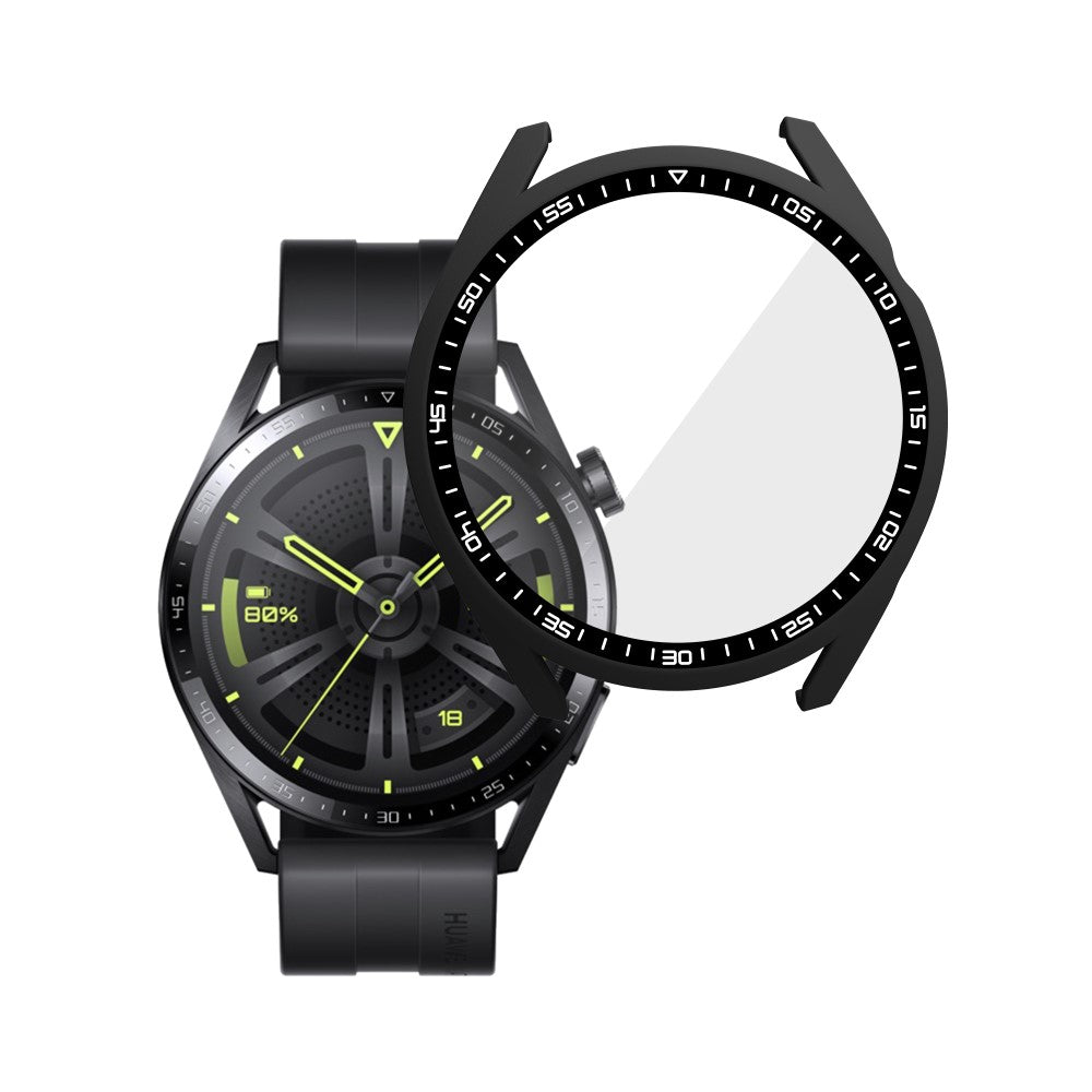 Meget Fint Huawei Watch GT 3 (46mm) Cover med Skærmbeskytter i Plastik og Hærdet Glas - Sort#serie_1