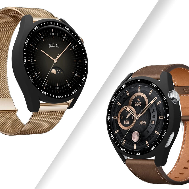 Meget Fint Huawei Watch GT 3 (46mm) Cover med Skærmbeskytter i Plastik og Hærdet Glas - Sort#serie_1