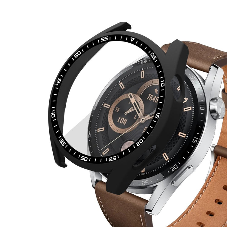 Meget Fint Huawei Watch GT 3 (46mm) Cover med Skærmbeskytter i Plastik og Hærdet Glas - Sort#serie_1