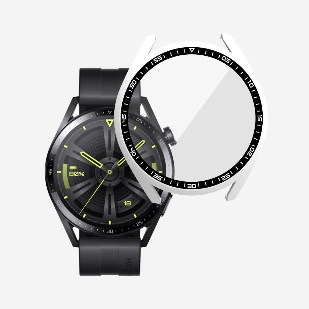 Meget Fint Huawei Watch GT 3 (46mm) Cover med Skærmbeskytter i Plastik og Hærdet Glas - Hvid#serie_2