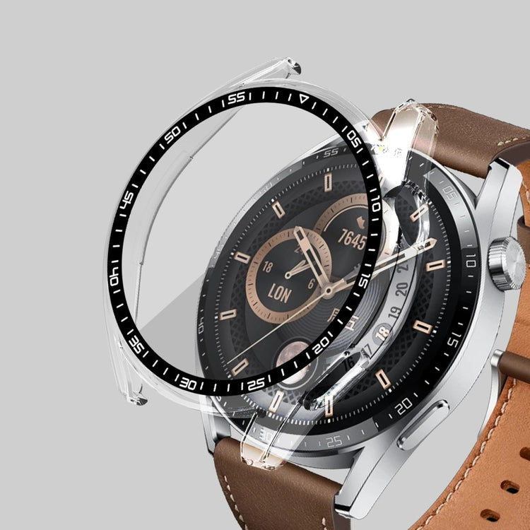 Meget Fint Huawei Watch GT 3 (46mm) Cover med Skærmbeskytter i Plastik og Hærdet Glas - Gennemsigtig#serie_3