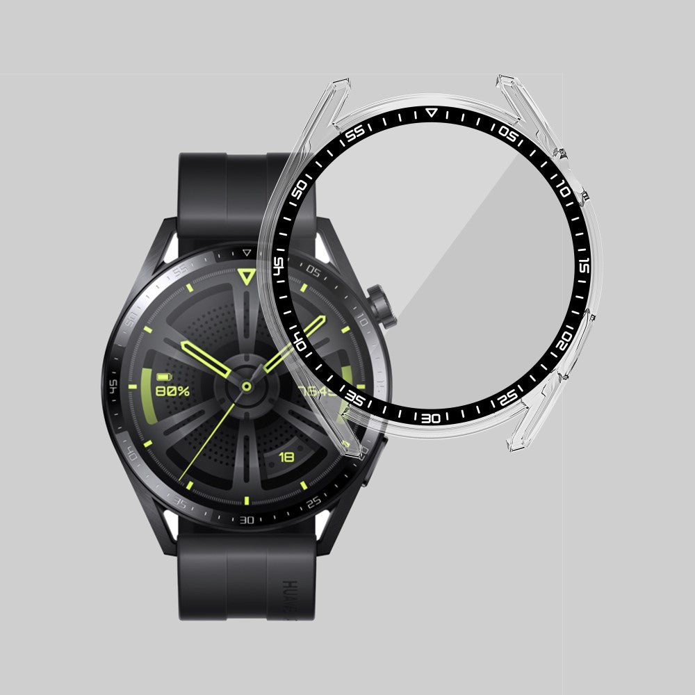 Meget Fint Huawei Watch GT 3 (46mm) Cover med Skærmbeskytter i Plastik og Hærdet Glas - Gennemsigtig#serie_3