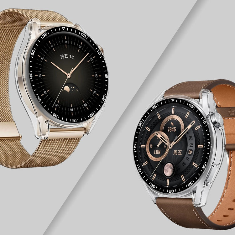 Meget Fint Huawei Watch GT 3 (46mm) Cover med Skærmbeskytter i Plastik og Hærdet Glas - Gennemsigtig#serie_3