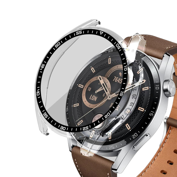 Meget Fint Huawei Watch GT 3 (46mm) Cover med Skærmbeskytter i Plastik og Hærdet Glas - Gennemsigtig#serie_3