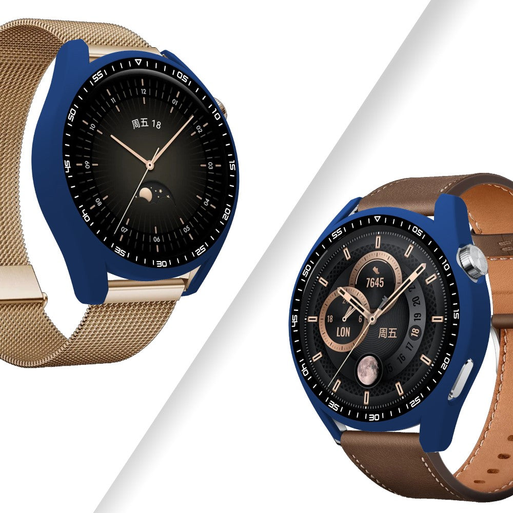Meget Fint Huawei Watch GT 3 (46mm) Cover med Skærmbeskytter i Plastik og Hærdet Glas - Blå#serie_6