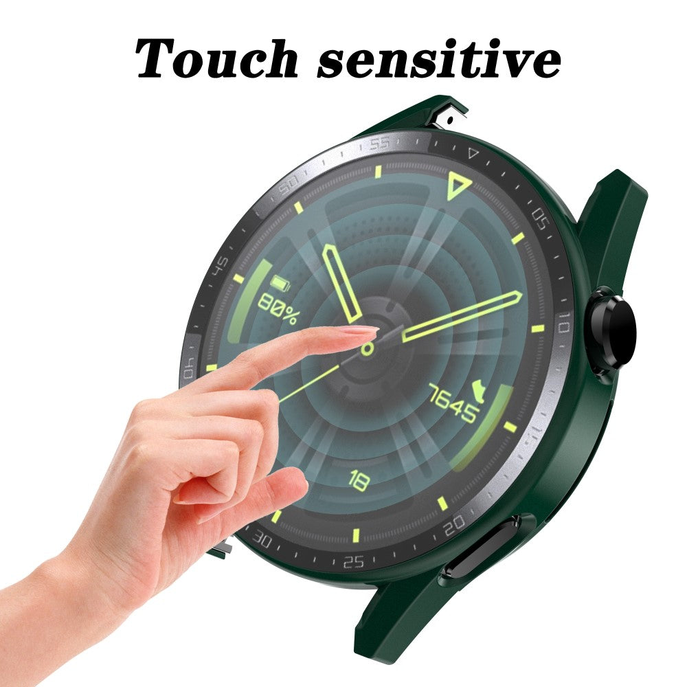Super Fed Huawei Watch GT 3 (46mm) Cover med Skærmbeskytter i Plastik og Hærdet Glas - Grøn#serie_1
