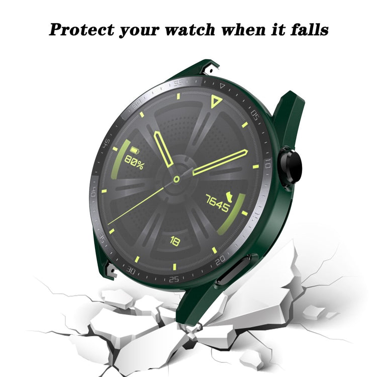 Super Fed Huawei Watch GT 3 (46mm) Cover med Skærmbeskytter i Plastik og Hærdet Glas - Grøn#serie_1