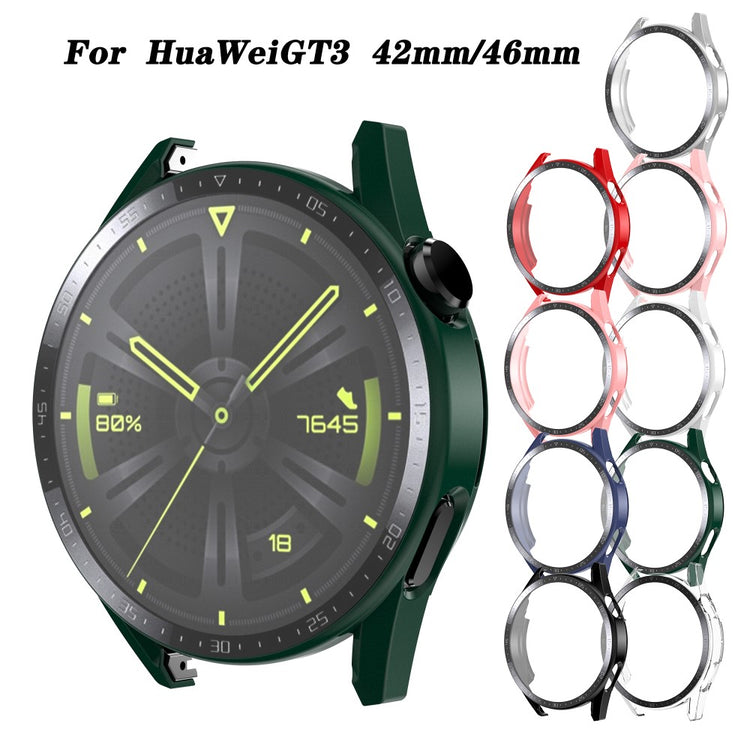 Super Fed Huawei Watch GT 3 (46mm) Cover med Skærmbeskytter i Plastik og Hærdet Glas - Grøn#serie_1