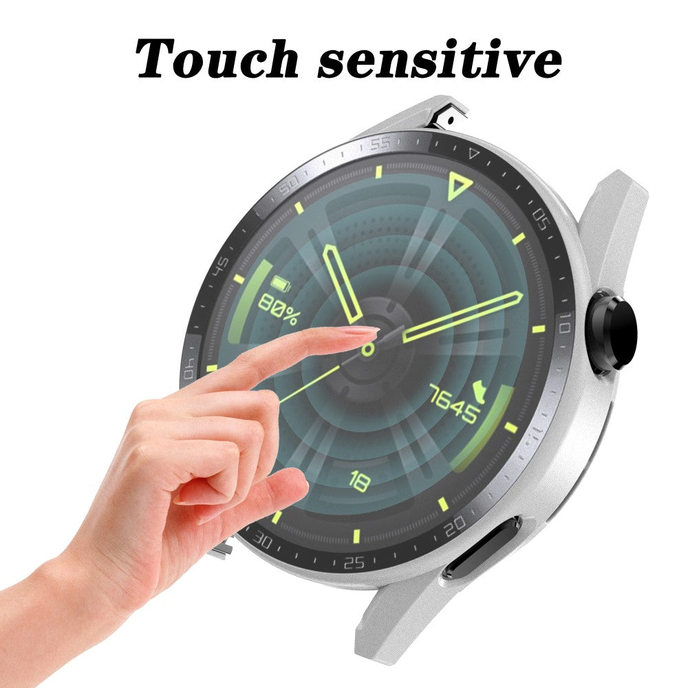 Super Fed Huawei Watch GT 3 (46mm) Cover med Skærmbeskytter i Plastik og Hærdet Glas - Hvid#serie_2
