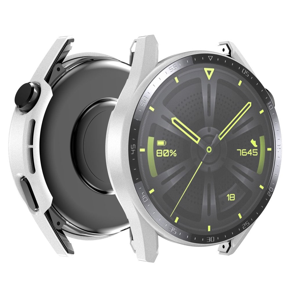 Super Fed Huawei Watch GT 3 (46mm) Cover med Skærmbeskytter i Plastik og Hærdet Glas - Hvid#serie_2