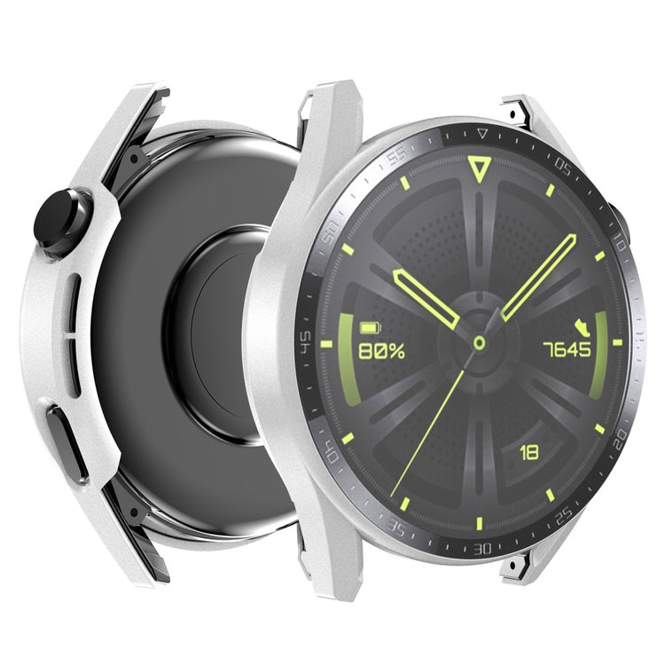 Super Fed Huawei Watch GT 3 (46mm) Cover med Skærmbeskytter i Plastik og Hærdet Glas - Hvid#serie_2