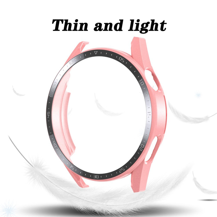 Super Fed Huawei Watch GT 3 (46mm) Cover med Skærmbeskytter i Plastik og Hærdet Glas - Pink#serie_3