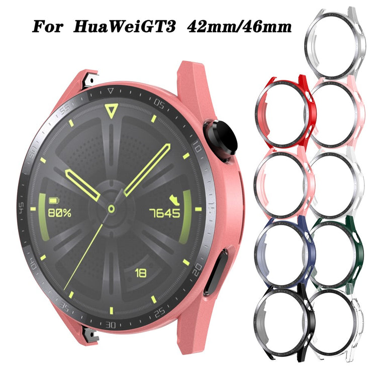 Super Fed Huawei Watch GT 3 (46mm) Cover med Skærmbeskytter i Plastik og Hærdet Glas - Pink#serie_3
