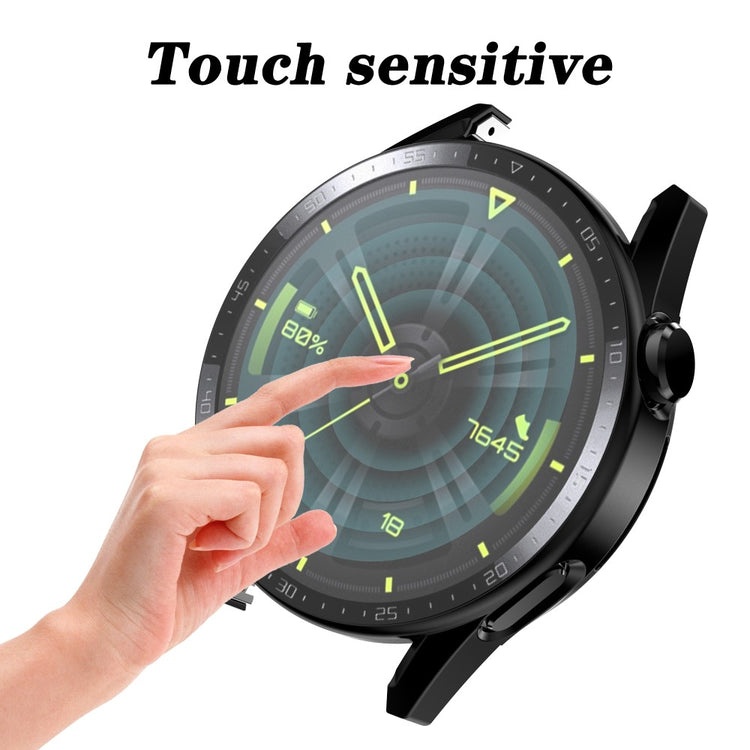 Super Fed Huawei Watch GT 3 (46mm) Cover med Skærmbeskytter i Plastik og Hærdet Glas - Sort#serie_4