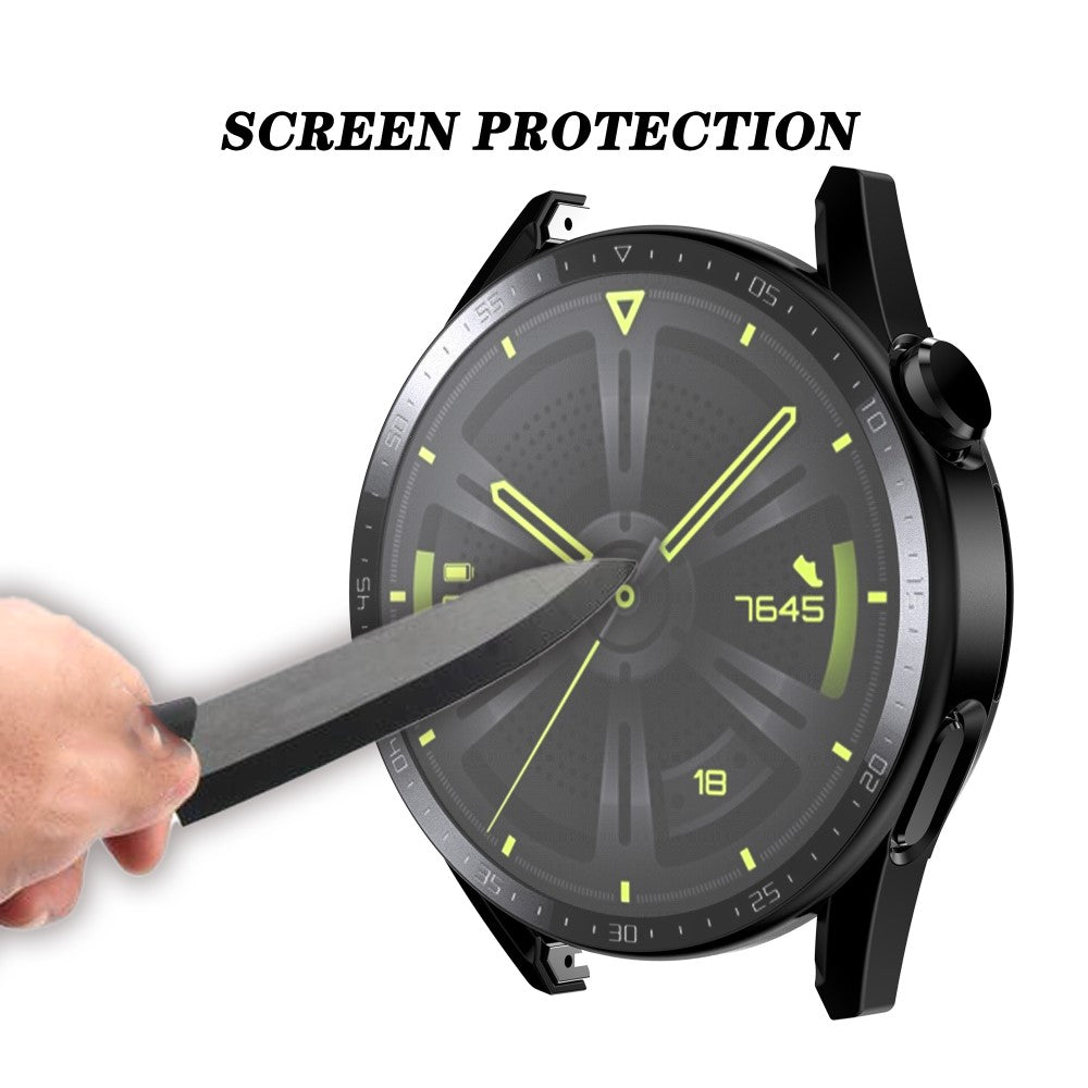 Super Fed Huawei Watch GT 3 (46mm) Cover med Skærmbeskytter i Plastik og Hærdet Glas - Sort#serie_4