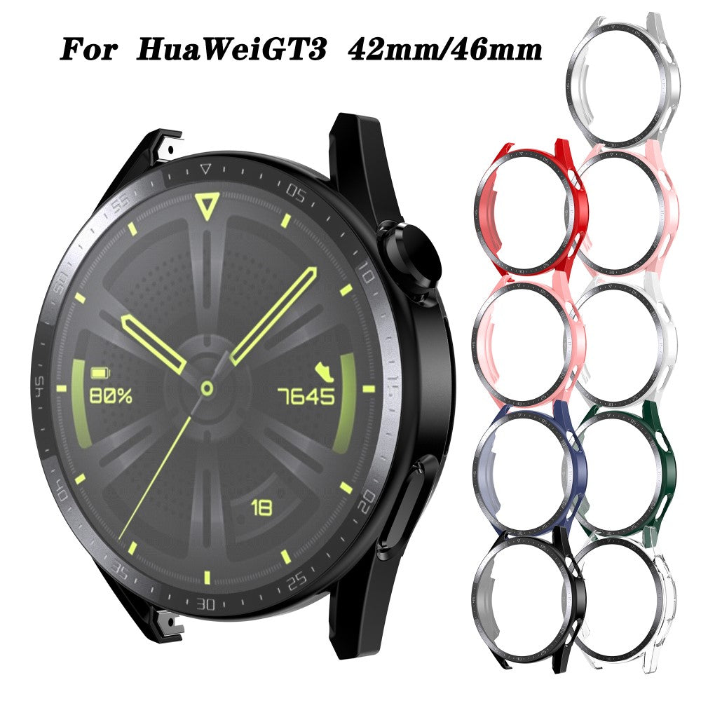 Super Fed Huawei Watch GT 3 (46mm) Cover med Skærmbeskytter i Plastik og Hærdet Glas - Sort#serie_4