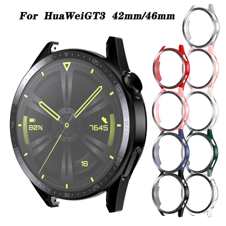 Super Fed Huawei Watch GT 3 (46mm) Cover med Skærmbeskytter i Plastik og Hærdet Glas - Sort#serie_4