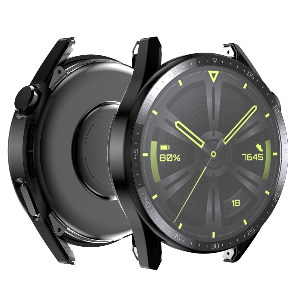 Super Fed Huawei Watch GT 3 (46mm) Cover med Skærmbeskytter i Plastik og Hærdet Glas - Sort#serie_4