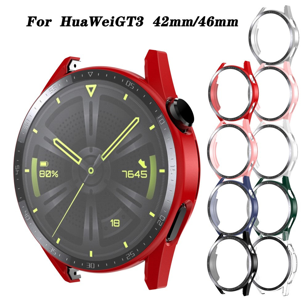 Super Fed Huawei Watch GT 3 (46mm) Cover med Skærmbeskytter i Plastik og Hærdet Glas - Rød#serie_5