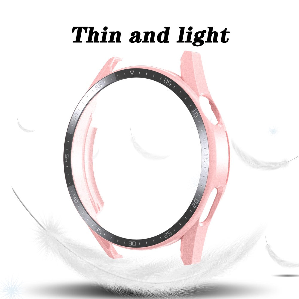 Super Fed Huawei Watch GT 3 (46mm) Cover med Skærmbeskytter i Plastik og Hærdet Glas - Pink#serie_6