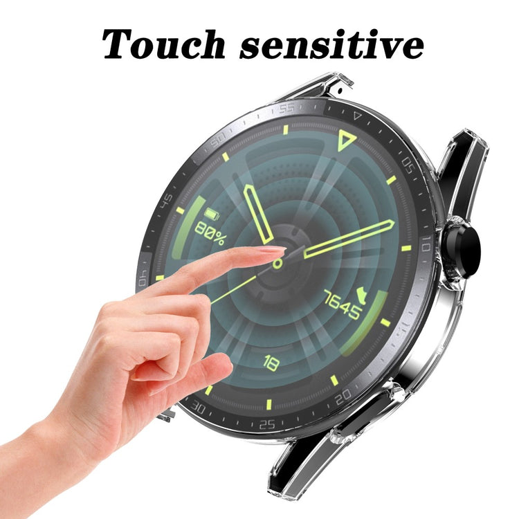 Super Fed Huawei Watch GT 3 (46mm) Cover med Skærmbeskytter i Plastik og Hærdet Glas - Gennemsigtig#serie_7