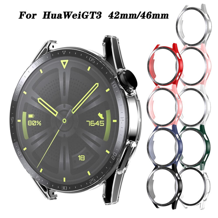 Super Fed Huawei Watch GT 3 (46mm) Cover med Skærmbeskytter i Plastik og Hærdet Glas - Gennemsigtig#serie_7