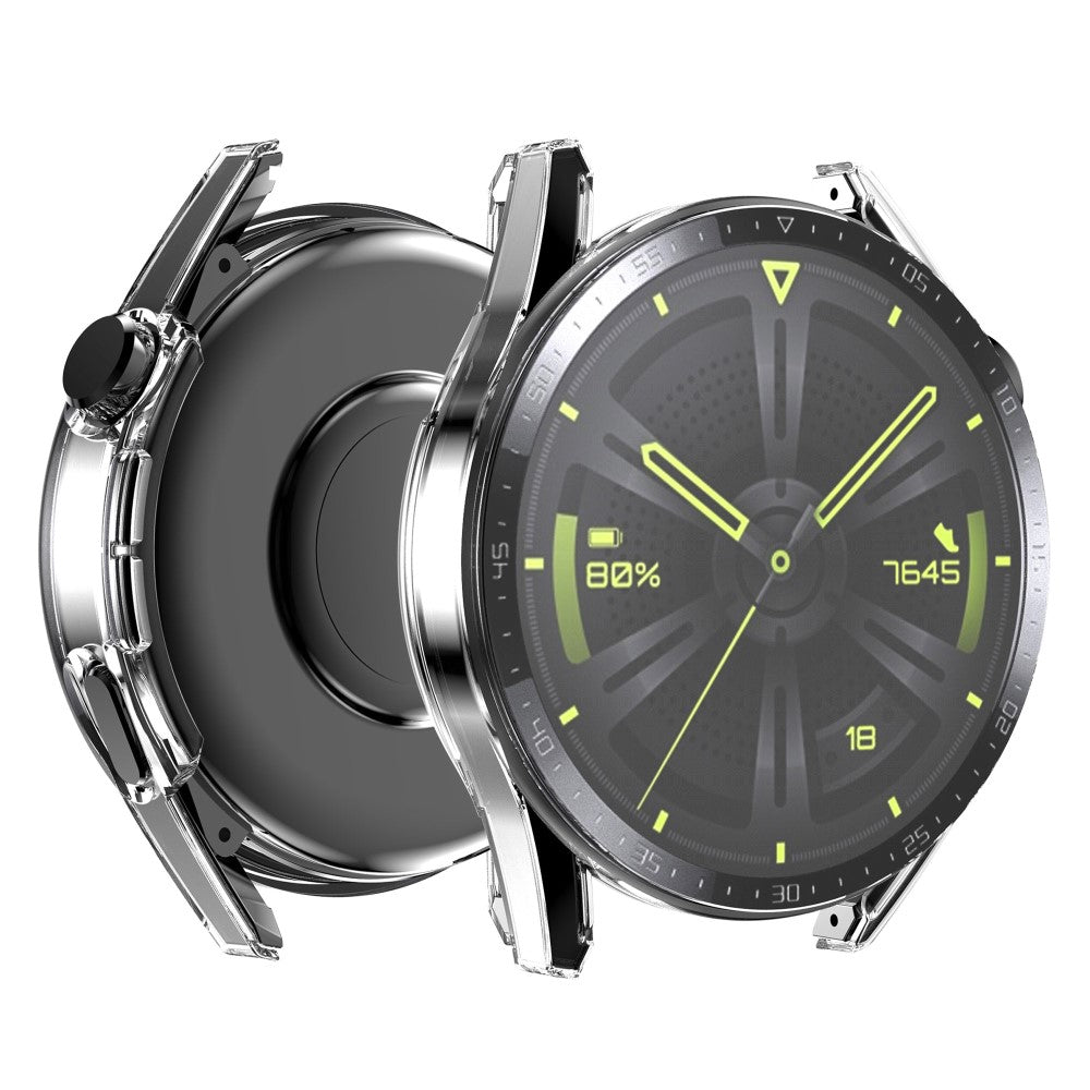 Super Fed Huawei Watch GT 3 (46mm) Cover med Skærmbeskytter i Plastik og Hærdet Glas - Gennemsigtig#serie_7