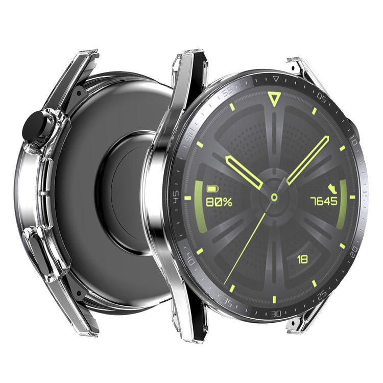 Super Fed Huawei Watch GT 3 (46mm) Cover med Skærmbeskytter i Plastik og Hærdet Glas - Gennemsigtig#serie_7