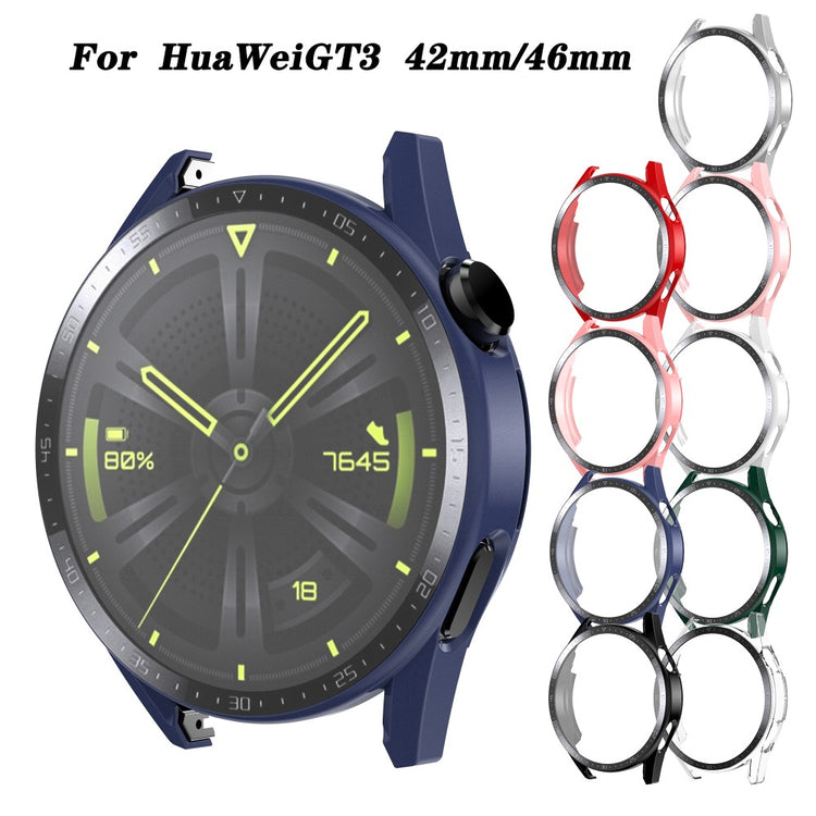 Super Fed Huawei Watch GT 3 (46mm) Cover med Skærmbeskytter i Plastik og Hærdet Glas - Blå#serie_8