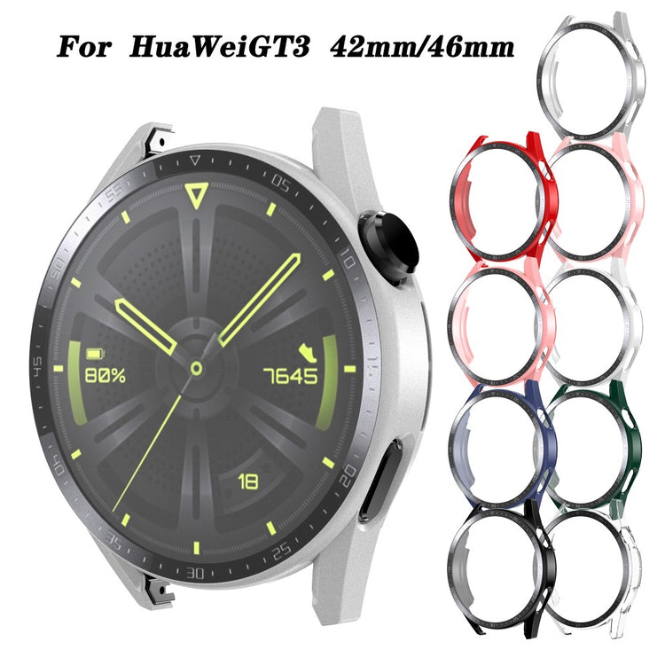 Super Fed Huawei Watch GT 3 (46mm) Cover med Skærmbeskytter i Plastik og Hærdet Glas - Sølv#serie_9