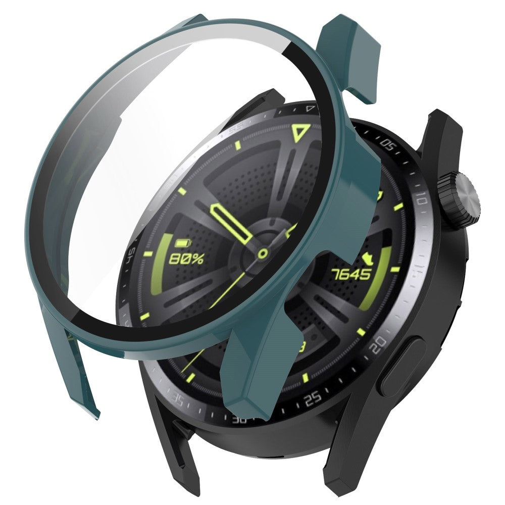 Super Fint Huawei Watch GT 3 (42mm) Cover med Skærmbeskytter i Silikone og Hærdet Glas - Grøn#serie_1