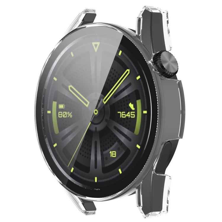 Super Fint Huawei Watch GT 3 (42mm) Cover med Skærmbeskytter i Silikone og Hærdet Glas - Gennemsigtig#serie_4